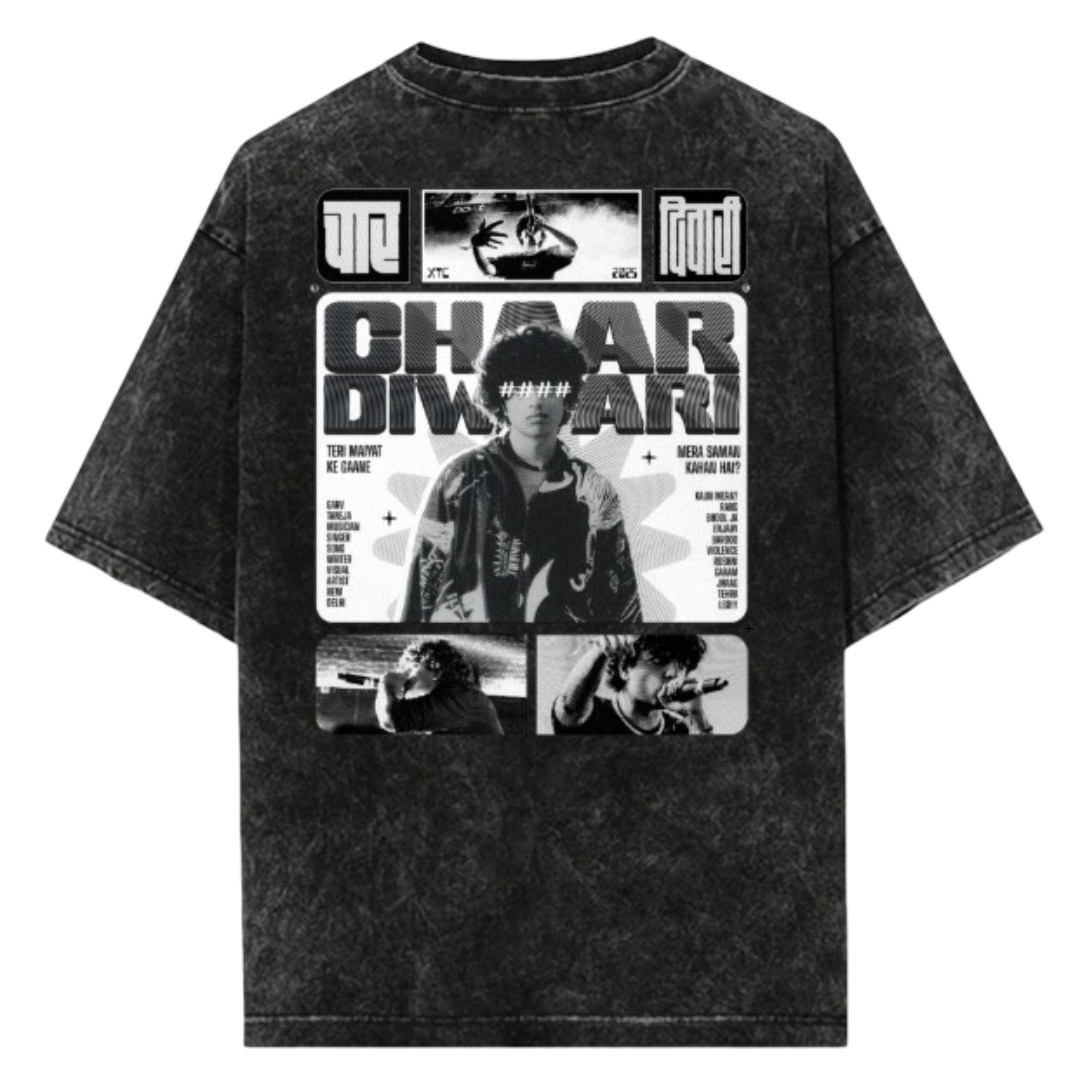 Char Diwari – Black Acid Wash Oversized T-Shirt