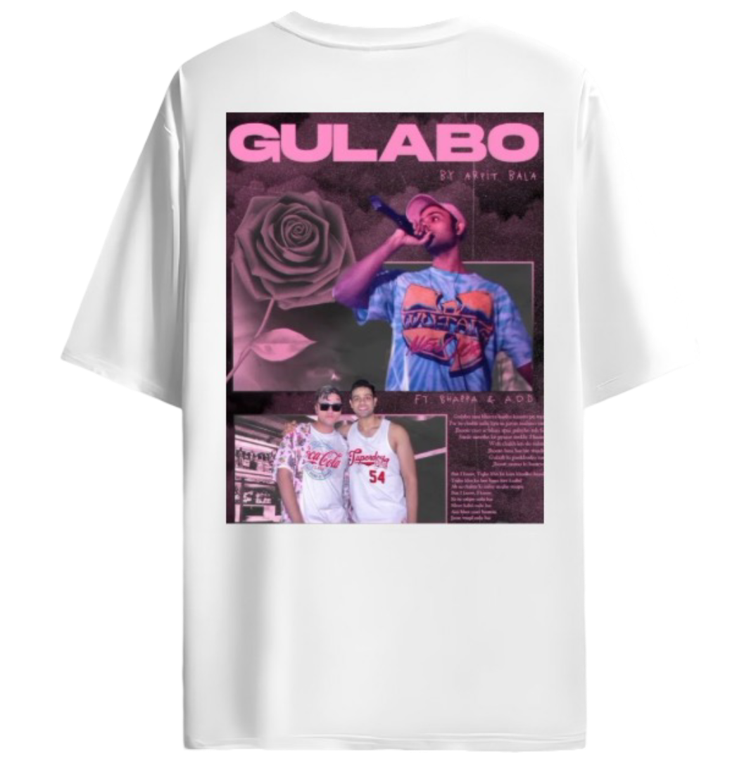 Arpit Bala – White Oversized T-Shirt with Gulabo Print