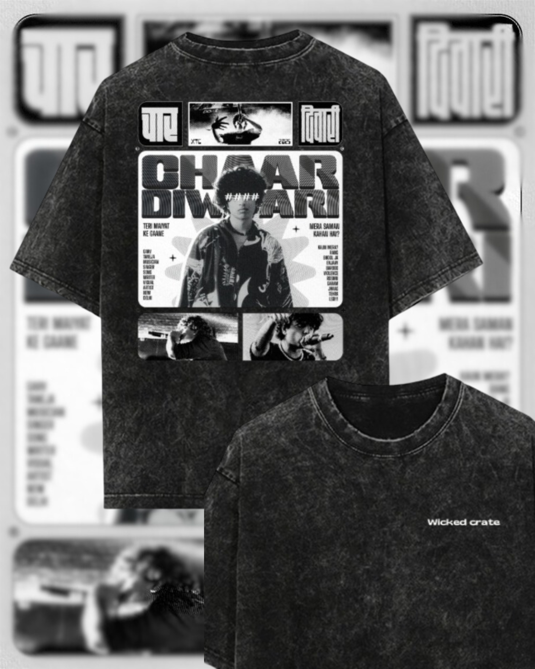 Char Diwari – Black Acid Wash Oversized T-Shirt