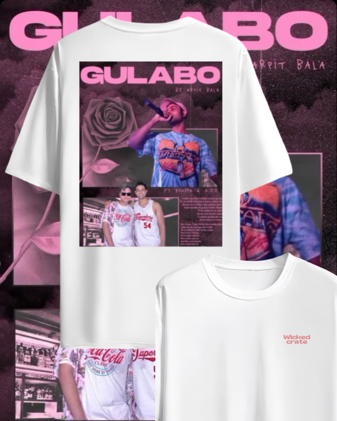 Arpit Bala – White Oversized T-Shirt with Gulabo Print